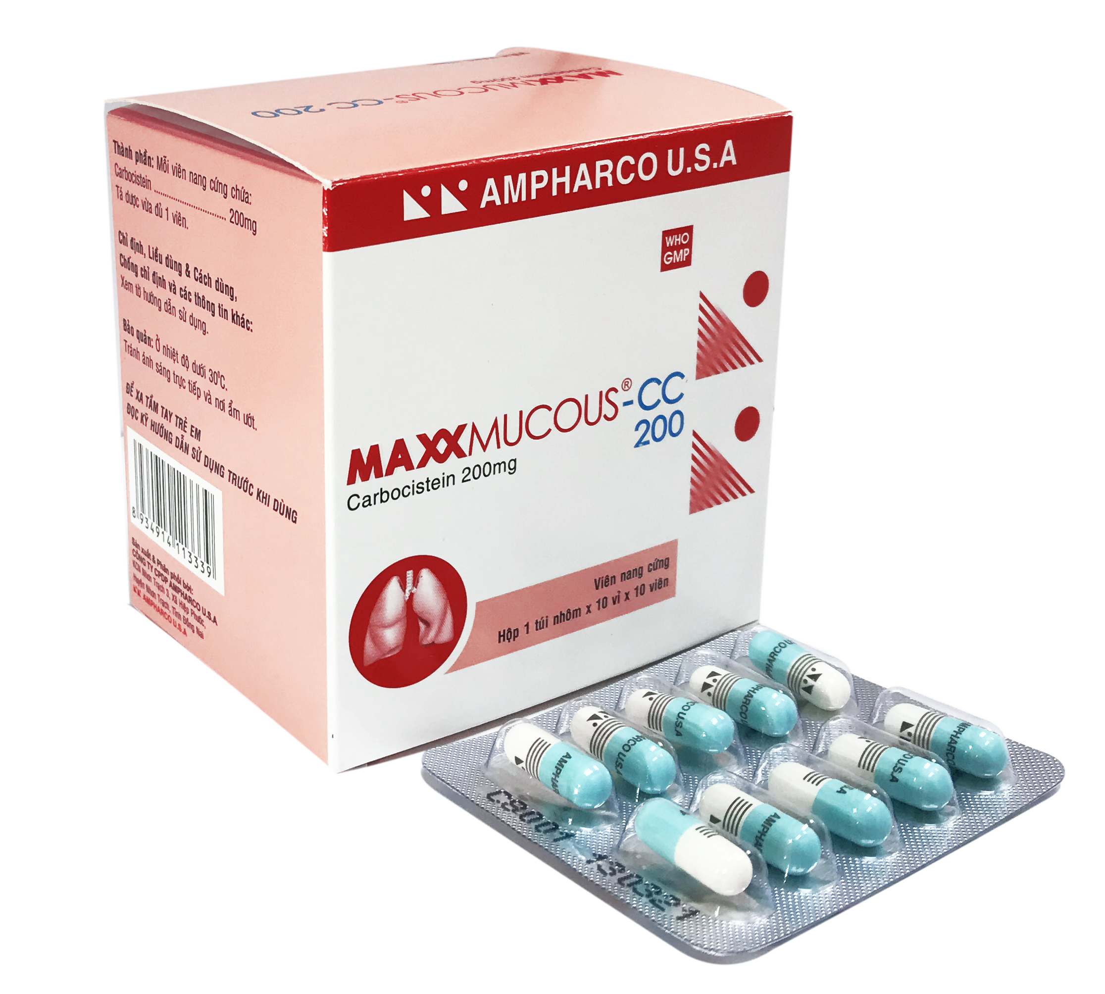 Maxxmucous CC 200mg (H10*10 viên) Ampharco