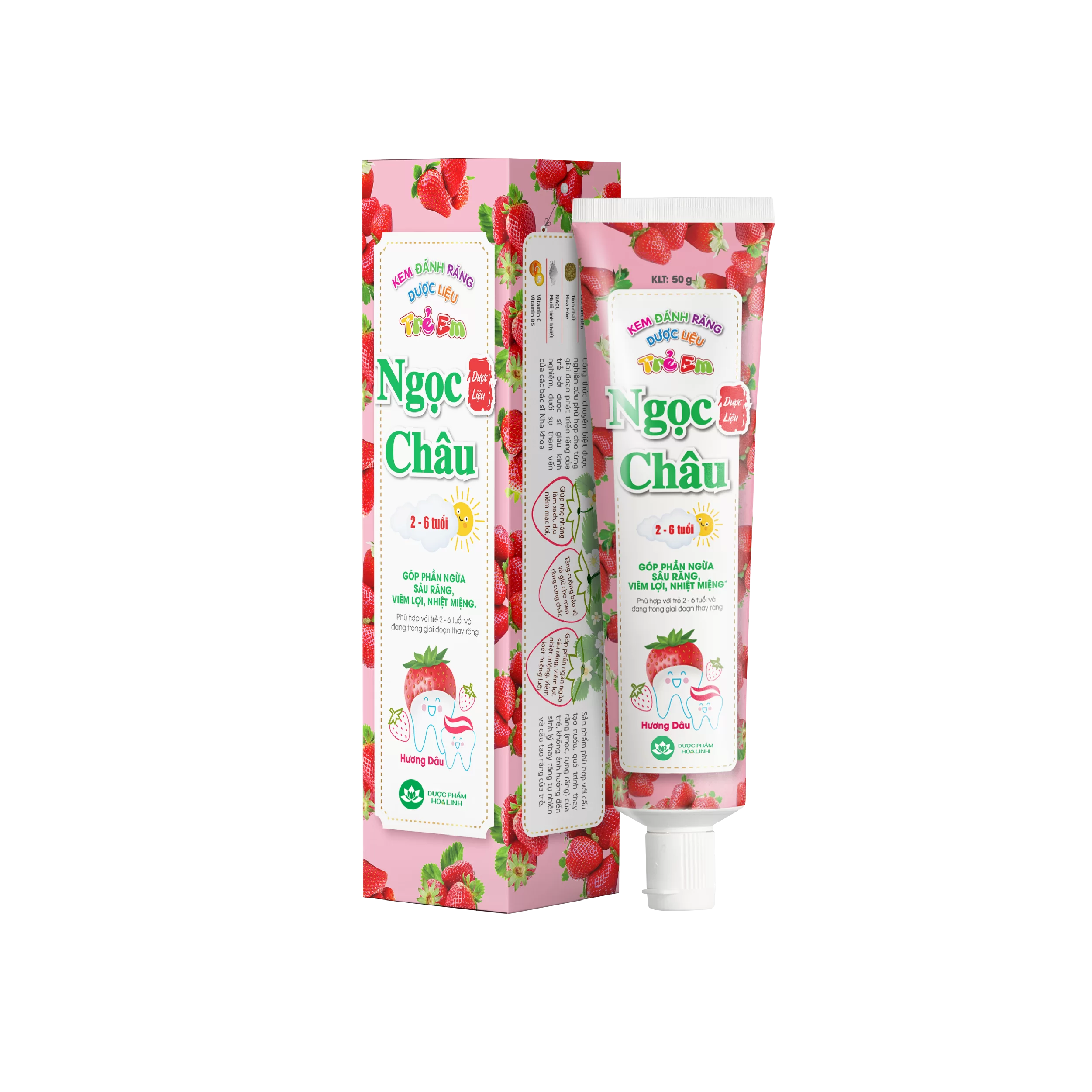Kem dánh răng Ngọc Châu Trẻ Em 2-6 tuối 50g (Dâu)