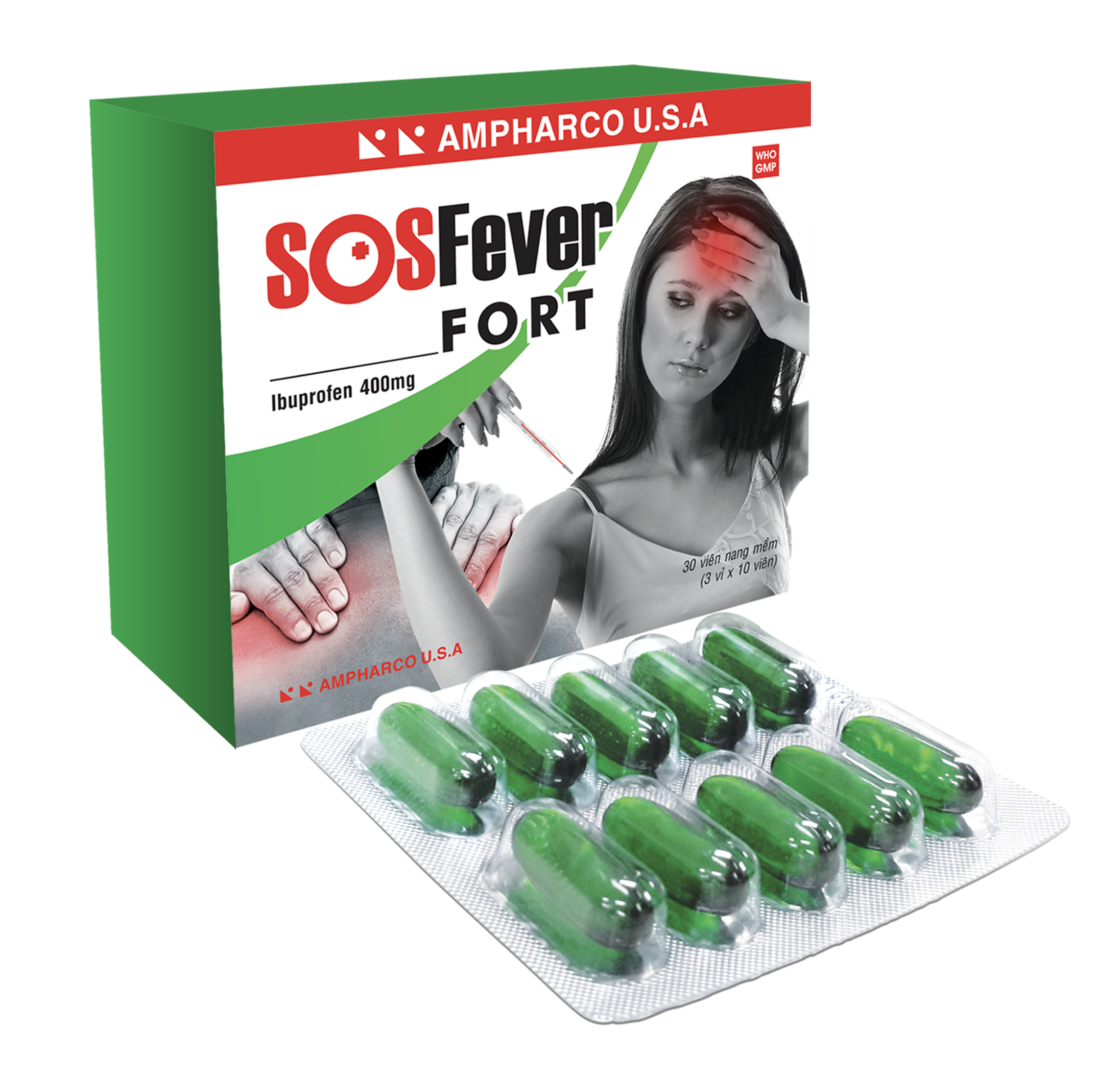 SosFever Fort 400mg (H3*10 viên) Ampharco